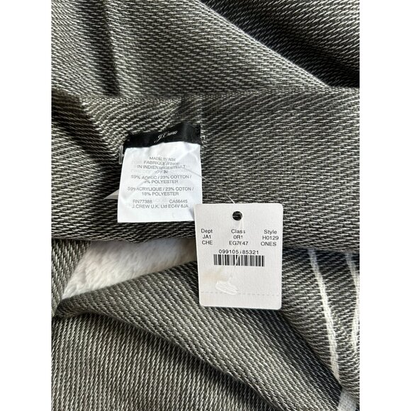 J.Crew Women Grey White Striped Cape Wrap Scarf Poncho Fringe One Size H0129 New - Picture 2 of 4